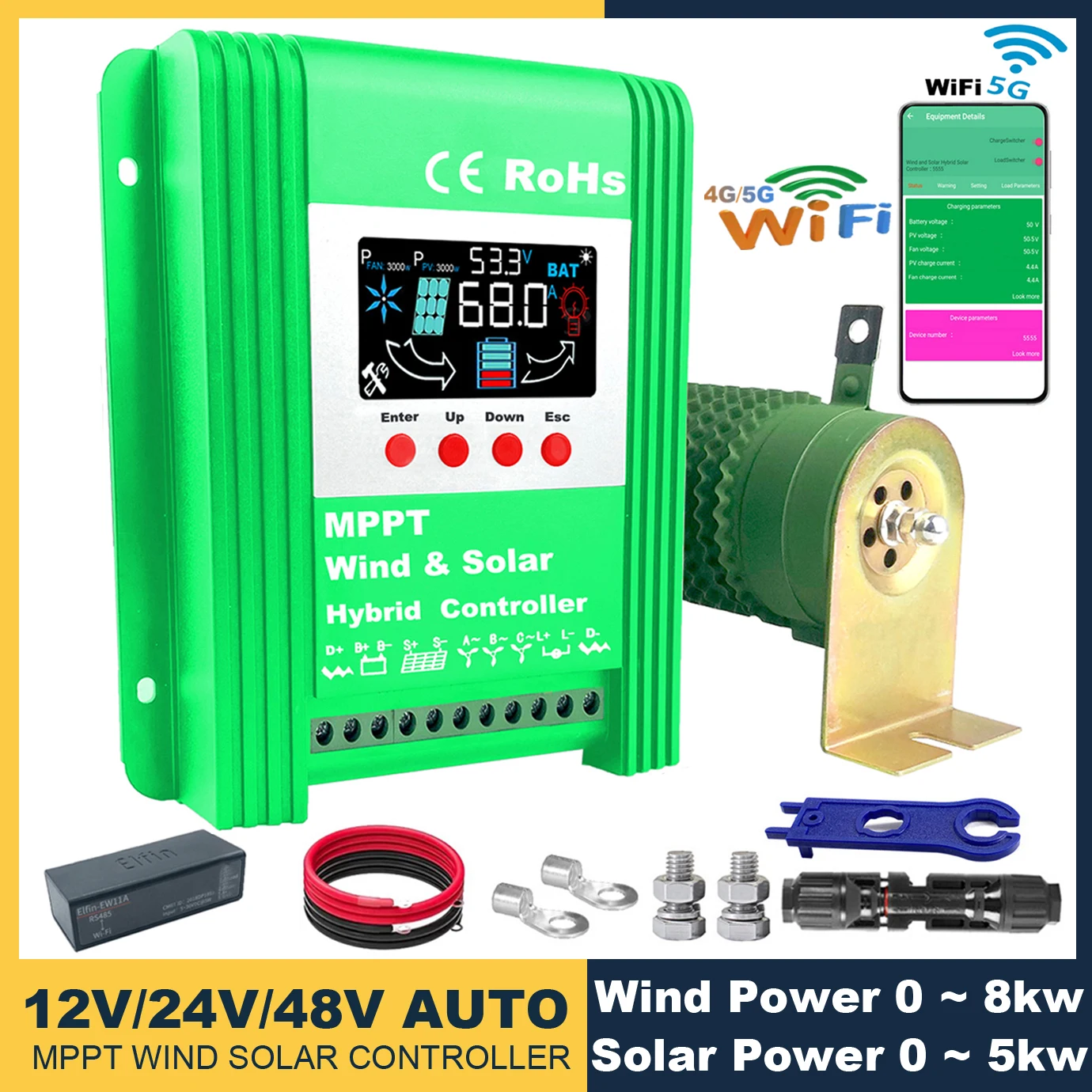 12 В 24 В 48 3000 W 8 кВт Хибриден Вятърна Слънчев Контролер на Заряд на MPPT вятърен генератор Слънчева Система За Lifepo4 Литиева Оловно-кисели Батерии Изображение 0