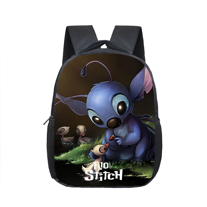12-инчов Детска раница Дисни Lilo Stitch за детска градина, детски училищни чанти с герои от анимационни филми, детски подарък Изображение 0