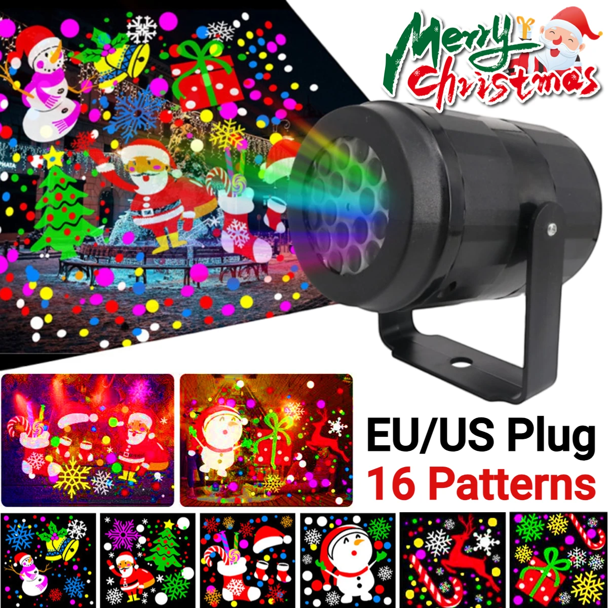 16 Модели Led Коледни проекторных лампи с възможност за завъртане на 360 ° за вътрешно и външно проектор, лампа за празнични партита, Коледни украса Изображение 0