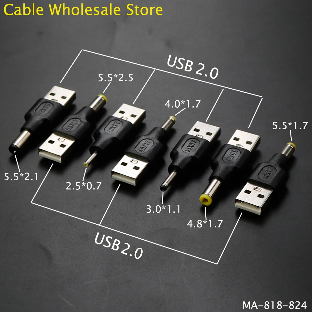 1бр USB 2.0 Съединители на Захранване Конвертор 5,5*2,5 мм 5,5x2,1mm 4,8x1,7 мм 4,0 *1,7 mm 5,5*1,7 mm 2,5*0,7 мм 3,0*1,1 мм Жак адаптер за постоянен ток Изображение 0