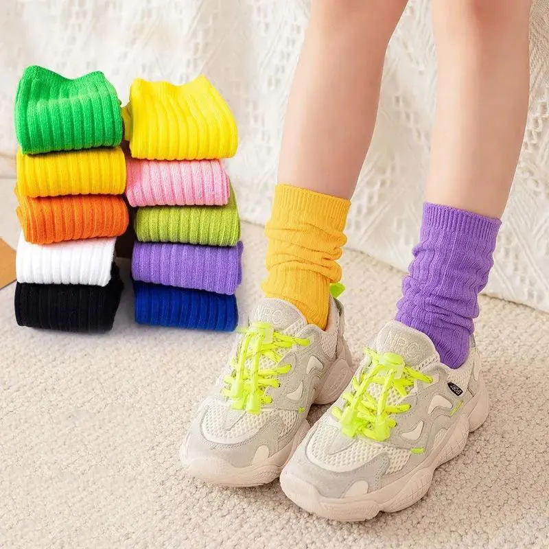 3 чифта чорапи за момчета и момичета, Детски памучни чорапи с дрямка, Детски чорапи с ярки цветове, пролет-есен, от 2 до 10 години Изображение 0