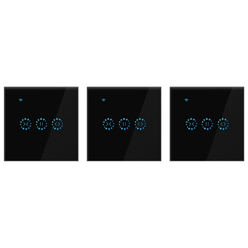 3X Приложение Wifi Притискателния преминете Преобръщане на завеси, Щори, Преминете на завесата Алекса -Черен Изображение 0