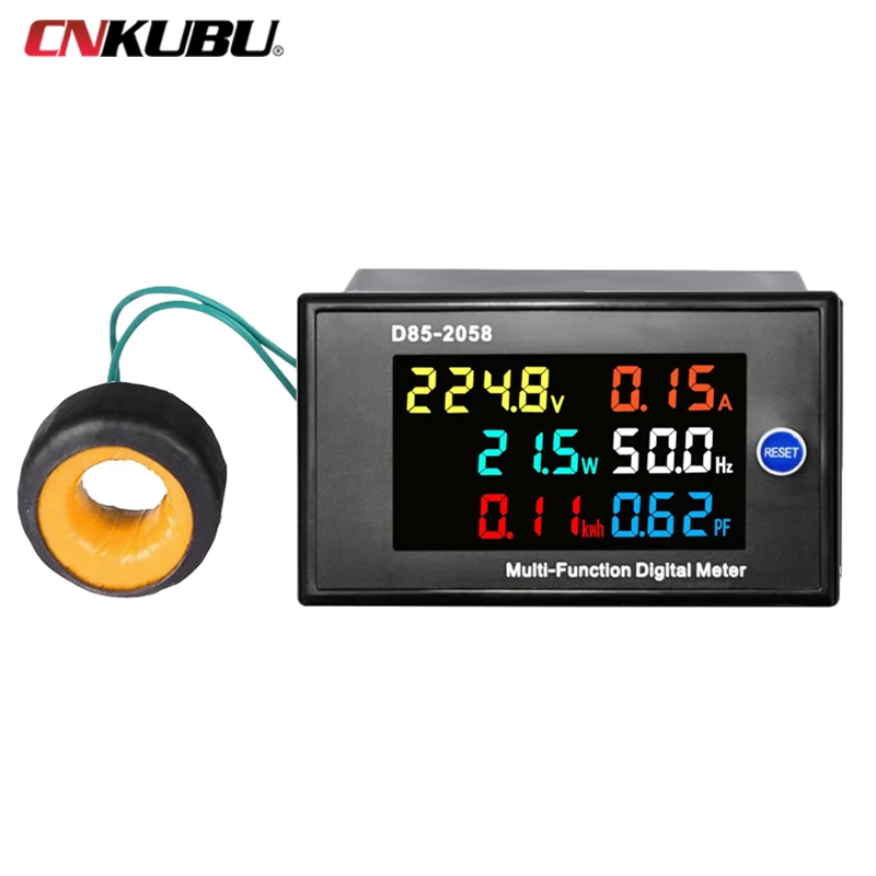 D85-2058 Монофазен домакински цифров LCD измерване на променлив ток, Интелигентен монитор напрежение, честота, ток, мощност Изображение 0