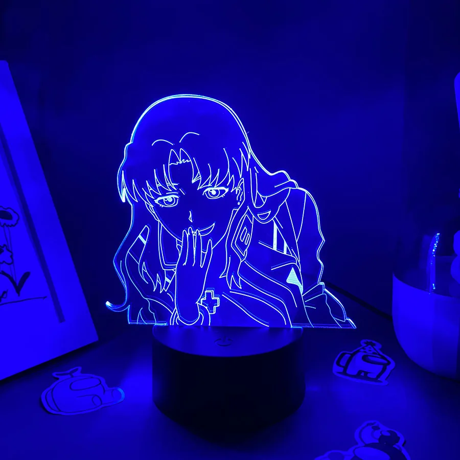 EVA Light Аниме Фигурка на Капитан Misato Кацураги 3D Led лека нощ, Подарък за Рожден Ден за Приятел Лавовая Лампа Декор Спални Манга ТЕЛЕВИЗИЯ EVA Изображение 0