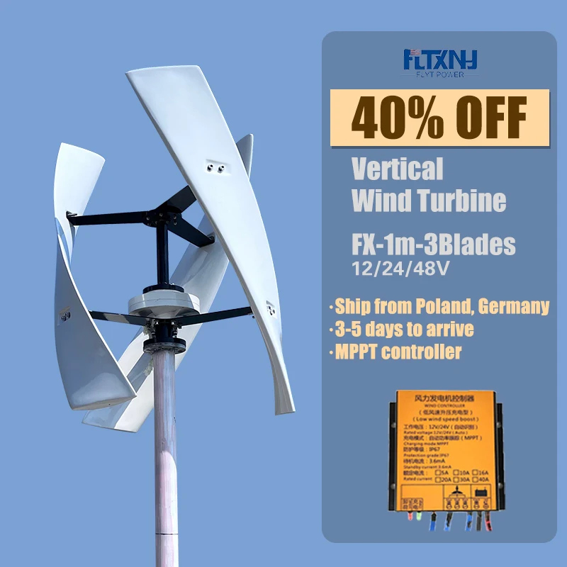 FLTXNY 8000 W Вятърна мелница с вертикална ос на Вятърна турбина Генератор 12V 24V 48V С хибриден контролер MPPT за домашна употреба Изображение 0