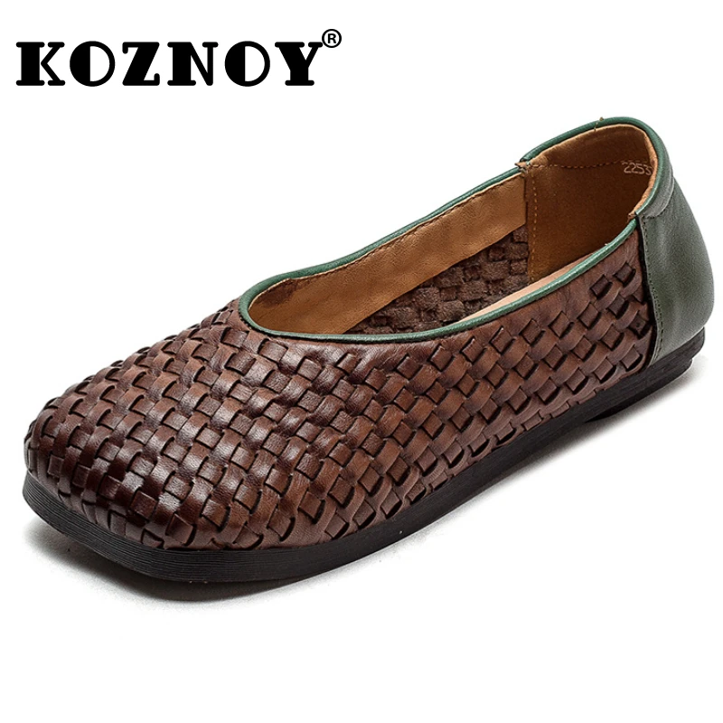 Koznoy/ 2 см, Етническа ръчно изработени Обувки от естествена кожа, Летни дамски Слипоны на Дребни Подметка, Удобни и Елегантни Модни Oxfords Изображение 0