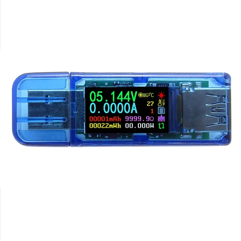 RIDEN AT35 USB3.0 Цветен LCD амперметър, измерване на напрежение, ток, Мултицет, Заряд на батерията, захранващ Блок, USB-тестер, синьо Изображение 0