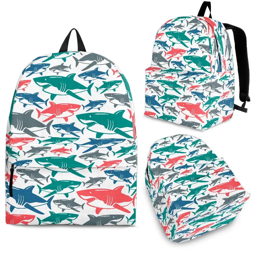 YIKELUO, цветни раница с абстрактна /Анимационни Акула, Удобна Регулируема Лента за носене през рамо, чанта за лаптоп с цип, Ежедневни чанти Mochila Изображение 0