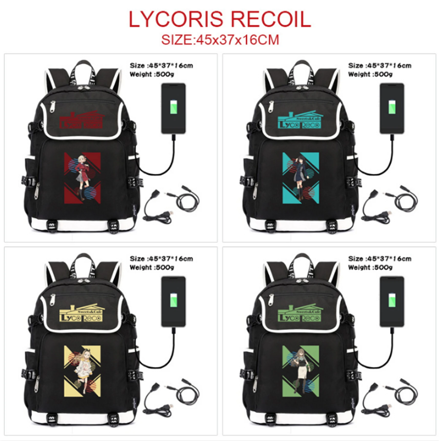 Аниме Раница с Логото на Lycoris Откат, Нови Пътни Чанти, Чанти за Лаптоп, За Почивка, Училищна чанта за тийнейджъри Изображение 0