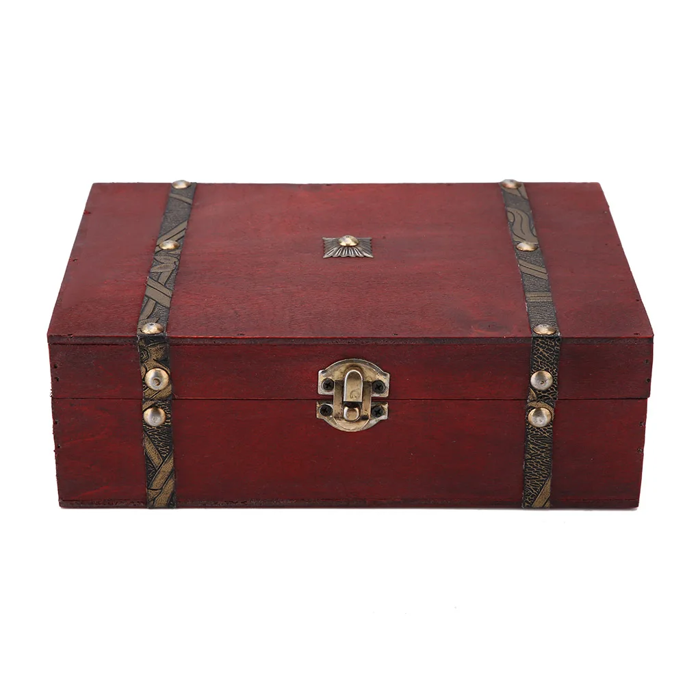 Антични дървена кутия, реколта дървена кутия в ретро стил за чорапи, козметика, канцеларски материали, вестници, списания Изображение 0