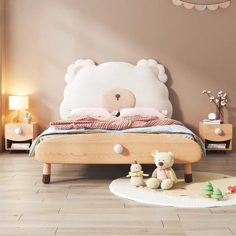 Бебешки легла от масивно дърво, креативна принцеса с анимационни герои, модерен дизайн, детски легла, двойни легла, мебели за дома Изображение 0