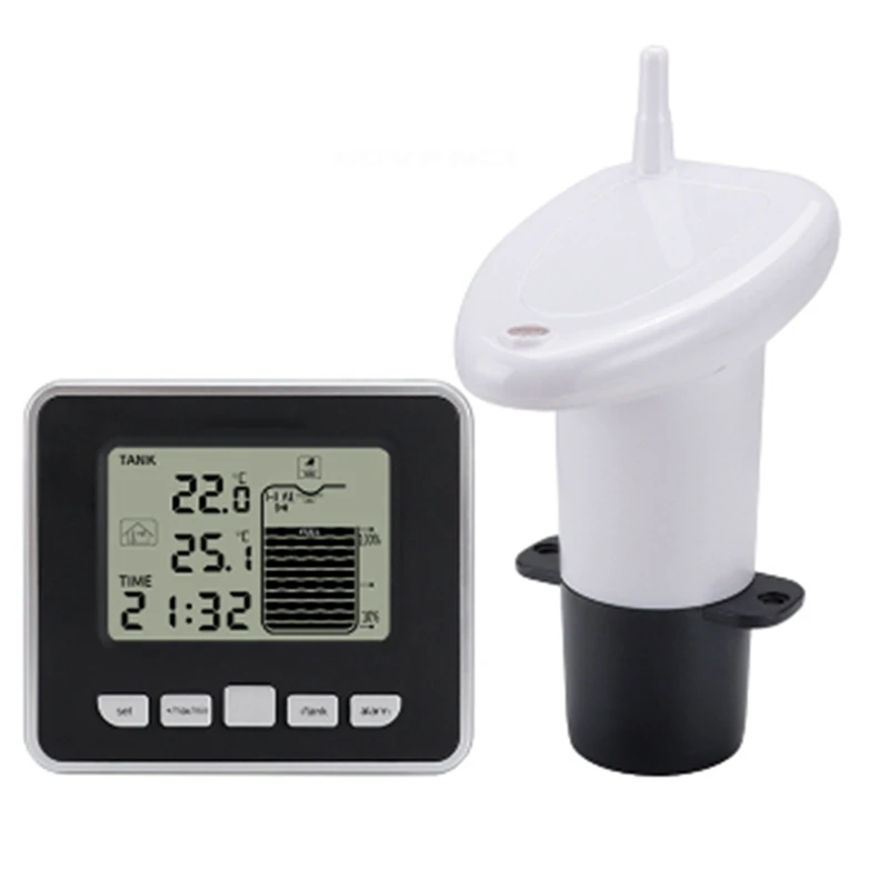 Безжична ултразвукова резервоар за вода, измерване на ниво на течности, Посочване време нивото на водата Индикатор за ниско ниво на зареждане на батерията С датчик за температура Изображение 0