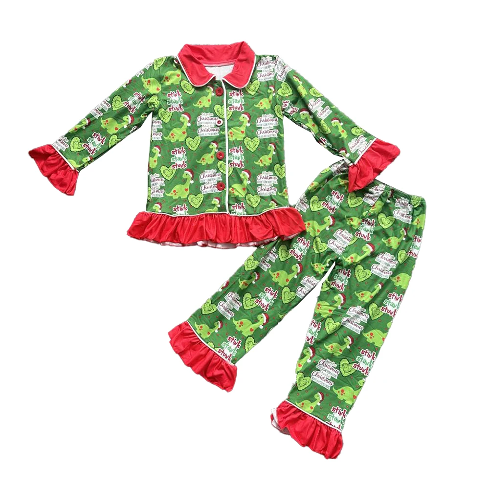 Бутик за дрехи с коледен дизайн, Детска нощен дрехи с хубав принтом динозавър, пижамный комплект за момичета Изображение 0