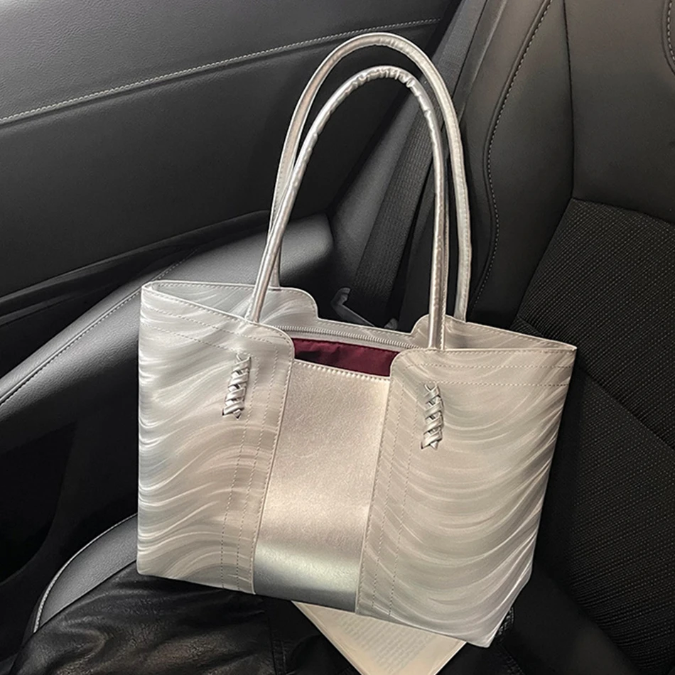 Висококачествени чанти от изкуствена кожа с Голям капацитет за пазаруване, дамски чанти-тоут, женствена чанта през рамо, дамски чанти в ретро стил с водна ромолящи Изображение 0