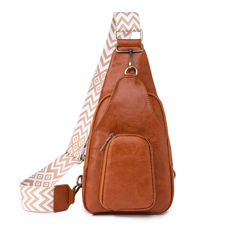 Дамски нагрудная чанта-месинджър с гитарным каишка, чанта-прашка с джобове за туризъм Изображение 0