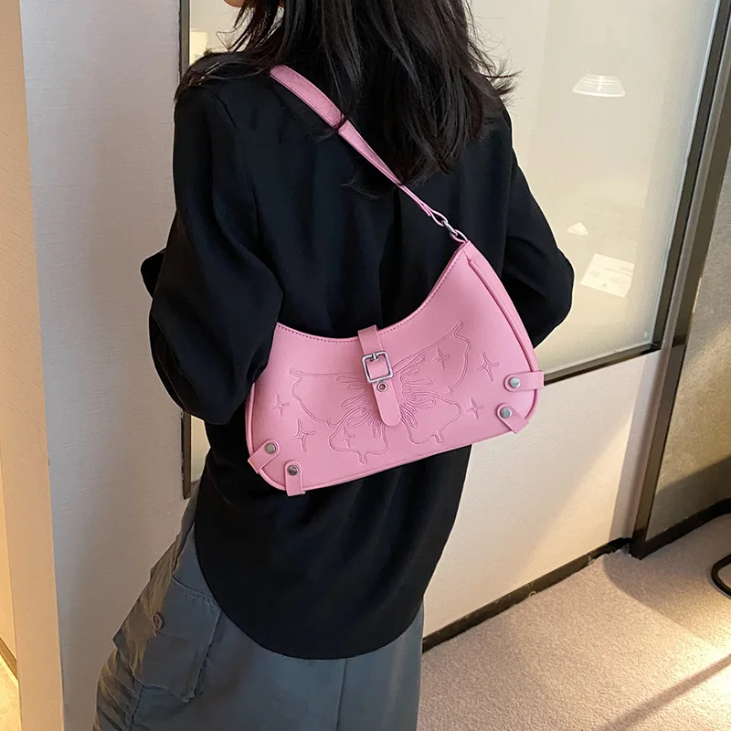 Дамски сребристо-Розови, чанти за подмишниците, Новост 2023, Маркови чанти за подмишниците, Дамски чанти на веригата, чанти през рамо с нитове, чанти през рамо Изображение 0