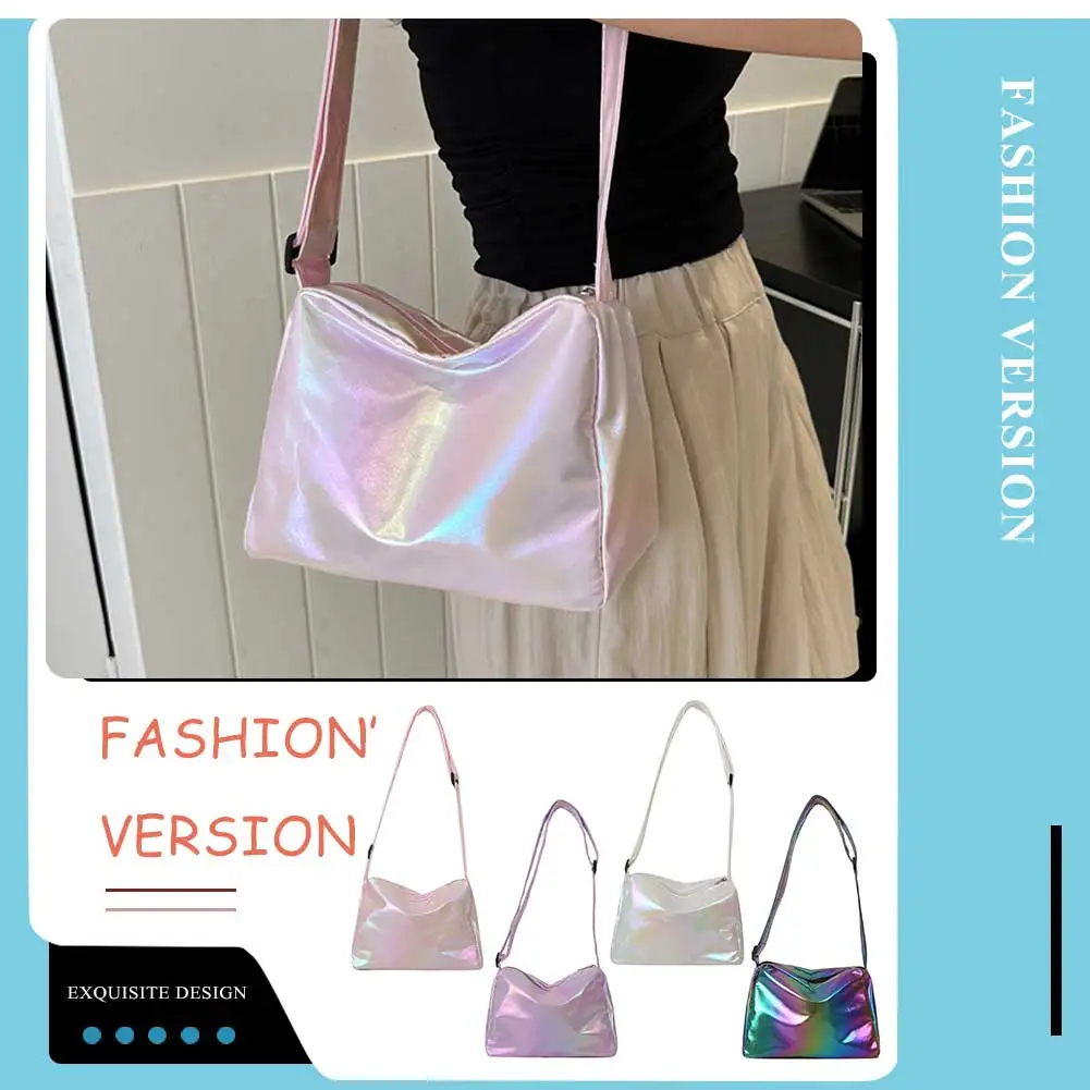 Дамски чанта през рамо, чанта за мрежи с голям капацитет, мека чанта за пътуване до работа, Многоцветен Регулируема презрамка, просто женствена чанта за момичета Изображение 0