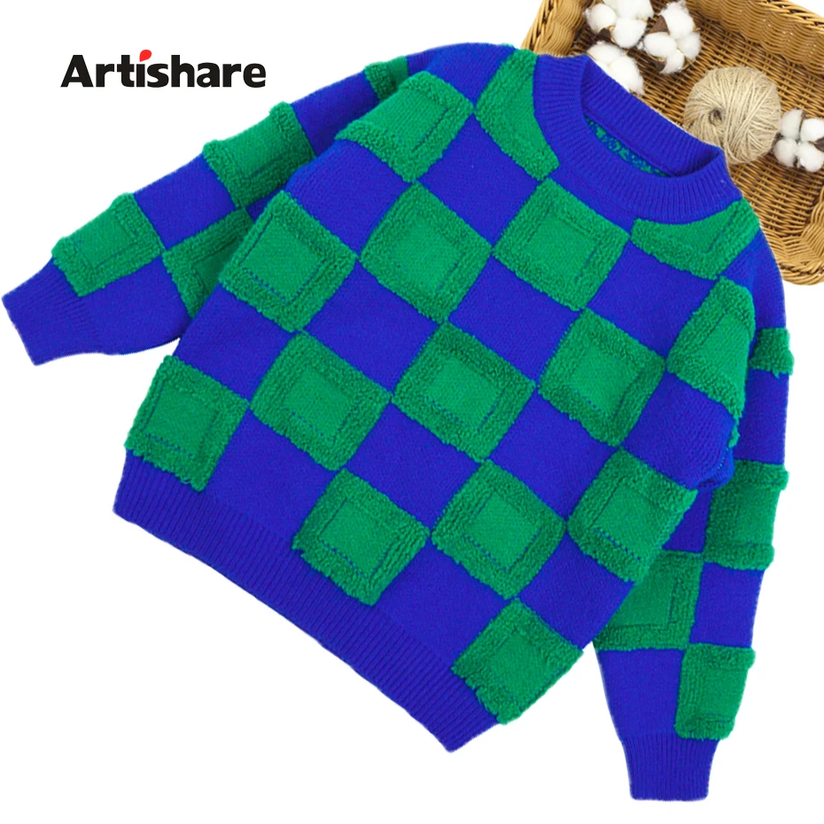 Детски пуловер, жилетка в клетката, пролетно-есенен пуловер, за момичета, Ежедневни детски дрехи за момичета Изображение 0
