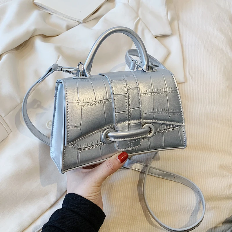 Дизайнерска луксозна мека чанта-тоут с горната дръжка, Дамска чанта във формата на пясъчен часовник от алигатор за момичета, Маркови чанти-незабавни посланици с каменен модел на рамото Изображение 0