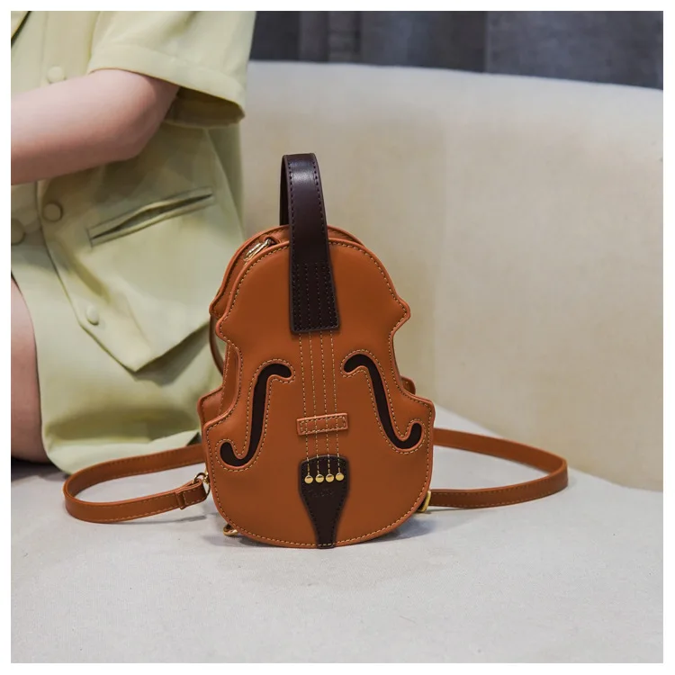 Забавен креативен дизайн, женствена чанта през рамо, Оригинална раница за Цигулка, изкуствена кожа, Реколта Дамски малка чанта през рамо, сладък подарък на едно момиче Изображение 0