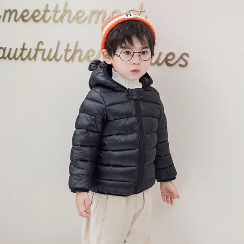 Зимно яке за момчета и момичета в ярки цветове, лесна за топло пуховое палто с качулка, корейската версия от 0 до 6 години, модни детски дрехи Изображение 0