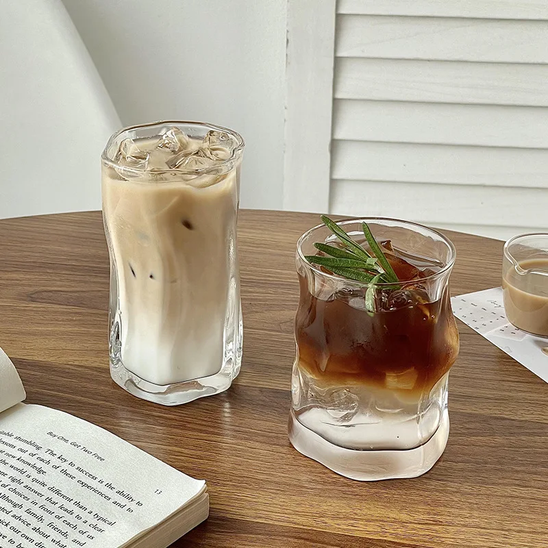 Кафе-сладкарница чашата за Кафе са Ръчно изработени С Лед Чаша Американско Лате Нерегулярная Обрат-Чаша Стъклена Чаша Кавайная Стъклена Чаша За Вода, Чаши Бира Изображение 0