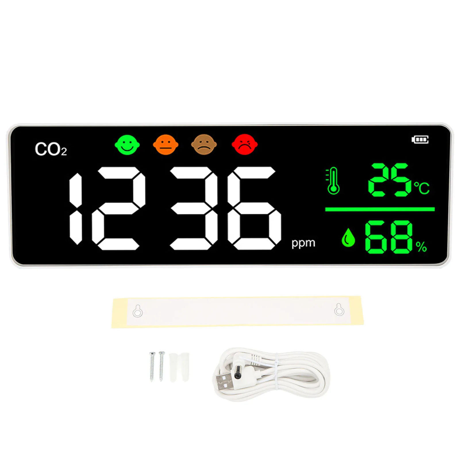 Качествен монитор, показател 4-степенна скоростна кутия, led екран, детектор на концентрация на CO2, Термометър, влагомер за използване на закрито Изображение 0