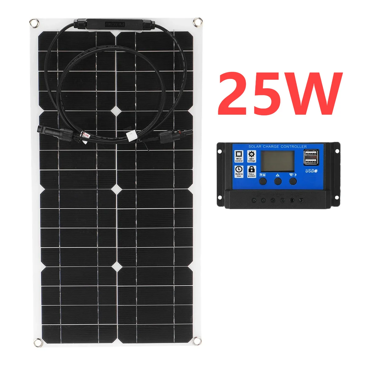 Комплект Зарядно устройство за Гъвкави Слънчеви Панели с мощност 25 W Фотоэлектрическая Соларен Панел 10А 20А 30A 40A 50A 60A Слънчев Контролер Изображение 0