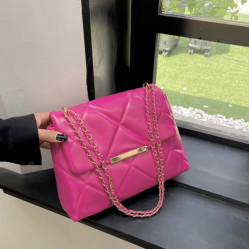 Луксозни чанти и портмонета, Однотонная чанта-месинджър от изкуствена кожа, Клетчатая дамски стеганая брандираната чанта през рамо Изображение 0