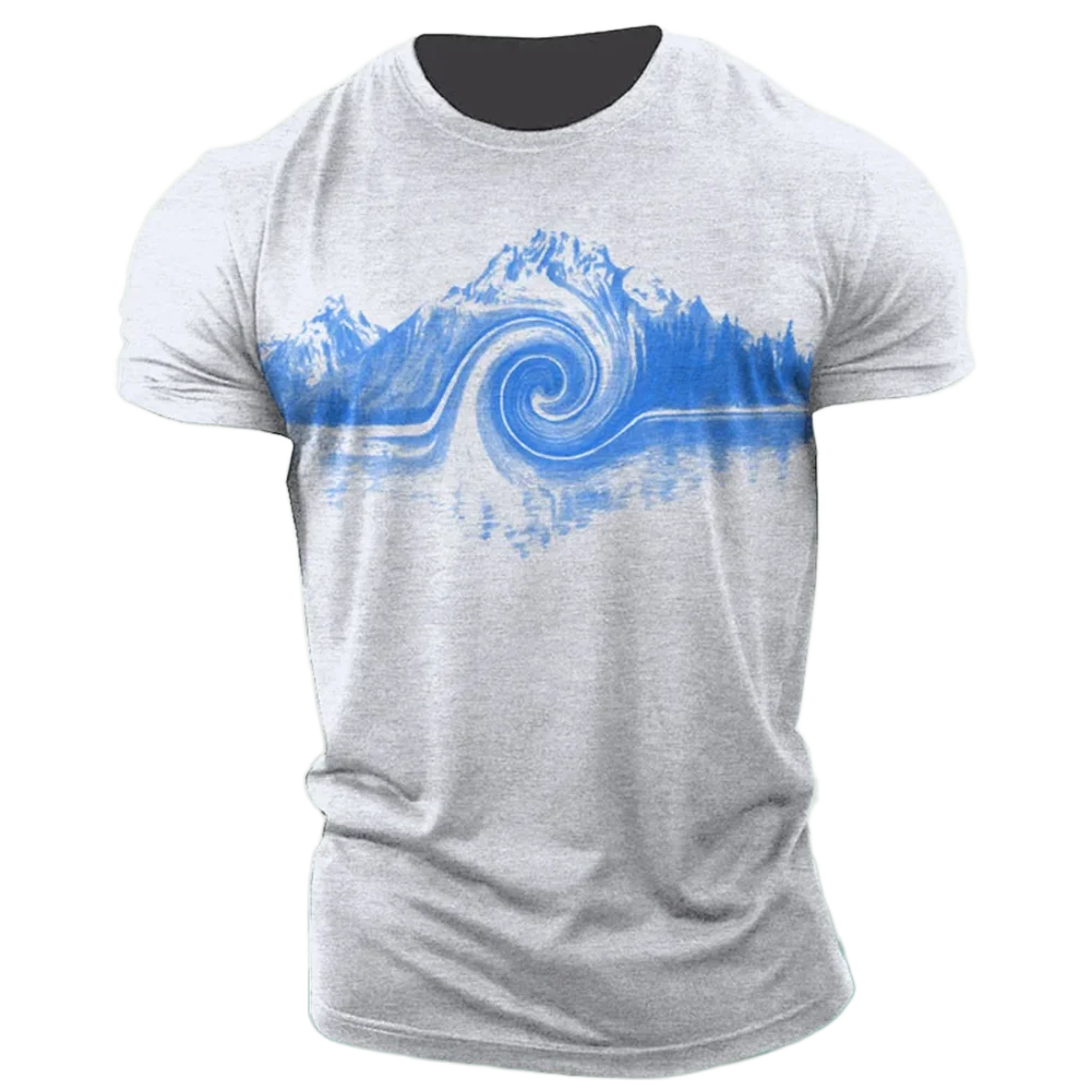Мъжки t-shirt 2023 с 3D принтом под формата на планини, мъжки t-shirt Свободен размер, модерна спортна тениска на улицата ежедневни облекла Изображение 0