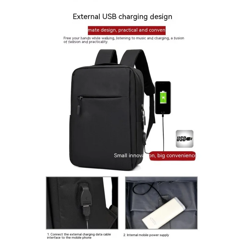 Мъжки USB Акумулаторна батерия Водоустойчив Лека раница за пътуване, училищна чанта, Компютърна раница, Ежедневни бизнес чанта, мъжка раница Изображение 0