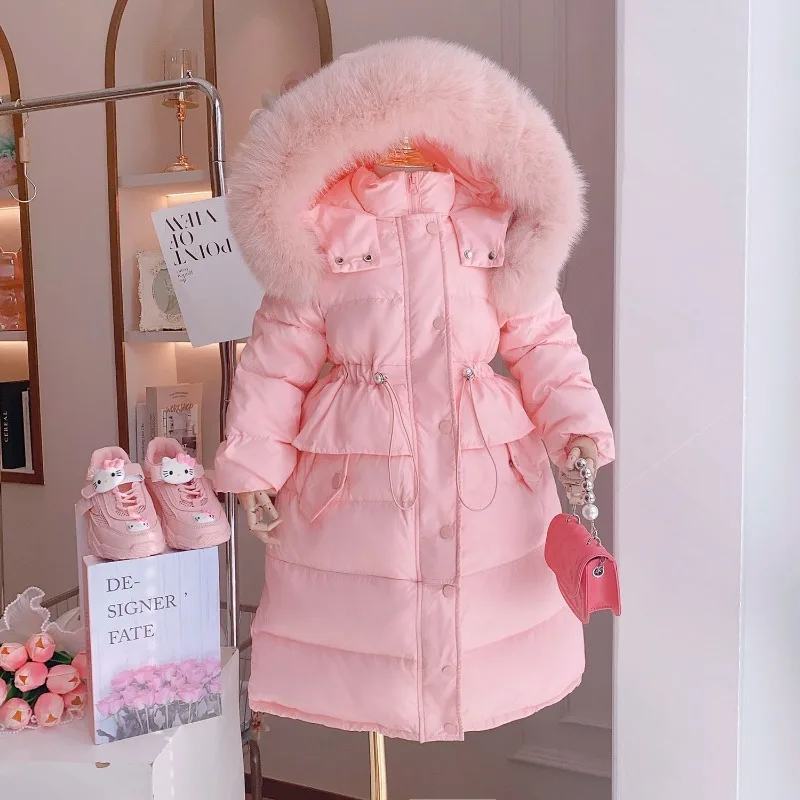 Нова дълга памучен яке за момичета, детски дебела и топло зимно яке, детски зимно яке, зимни дрехи за момичета Изображение 0