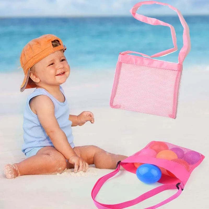 Плажни играчки на Окото плажна чанта Детска чанта за събиране на миди Торби за пясък, с регулируеми джапанки, Плажни аксесоари за съхранение на играчки миди Изображение 0