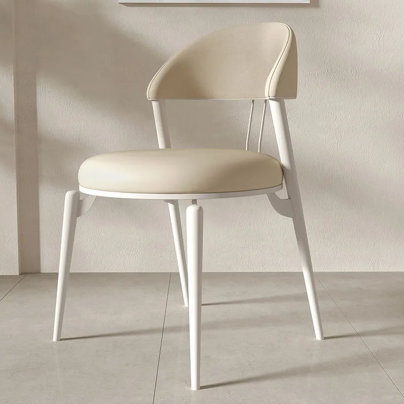 Преносим маса за хранене, стол с облегалка в скандинавски кремовом стил, Модерен Прост стол за спални, Лесен Луксозен стол за Хранене, маса за хранене, Кожен стол Изображение 0