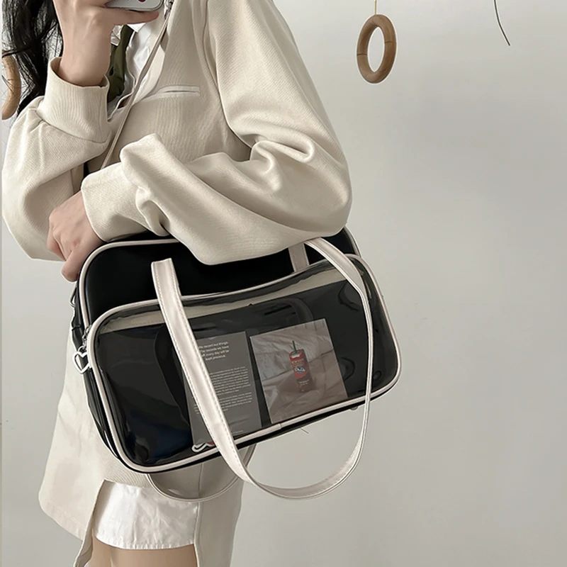 Прозрачен Дамски чанти-тоут 2023, Нова чанта от мека кожа, Голям капацитет на едното рамо, чанта-месинджър, Готина чанта Изображение 0