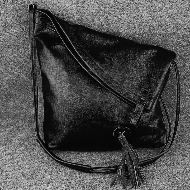 Реколта дамска чанта-прашка от естествена телешка кожа, Модерен Проста чанта-месинджър, Дамски Голямата Голям чанта през рамо M949 Изображение 0