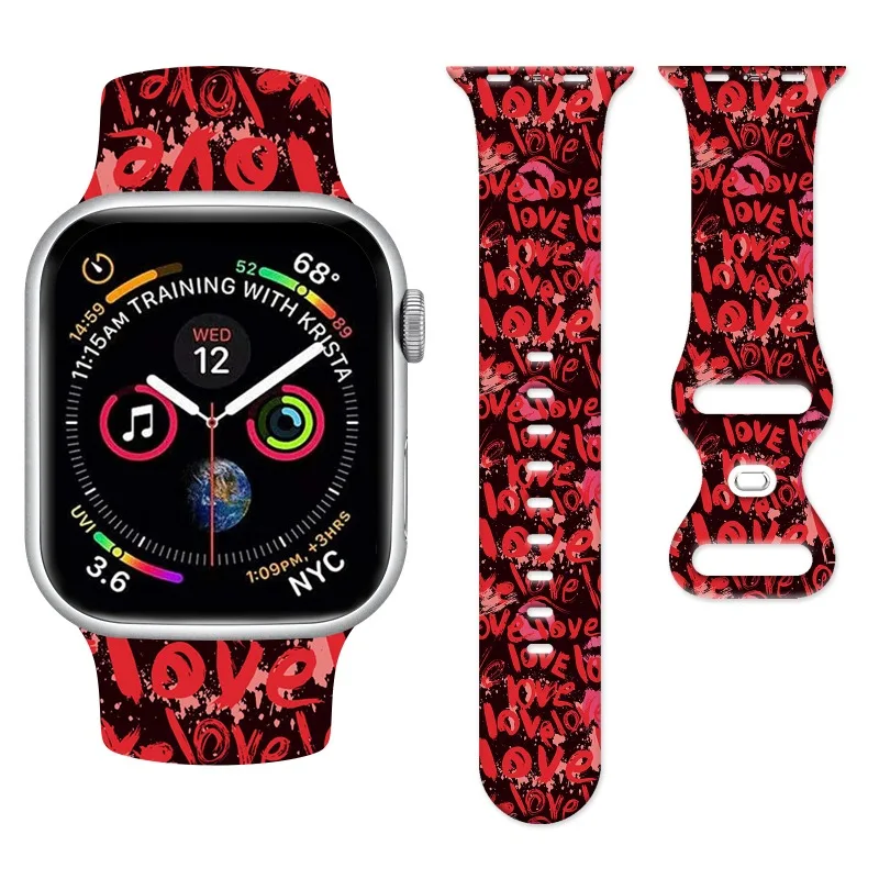 Силиконов ремък за Apple Watch SE 8 7 6 5 Каишка 44 мм, 38 мм и 45 мм 42 мм 41 мм Женски Мъжка Гривна Подарък за Свети Валентин Изображение 0