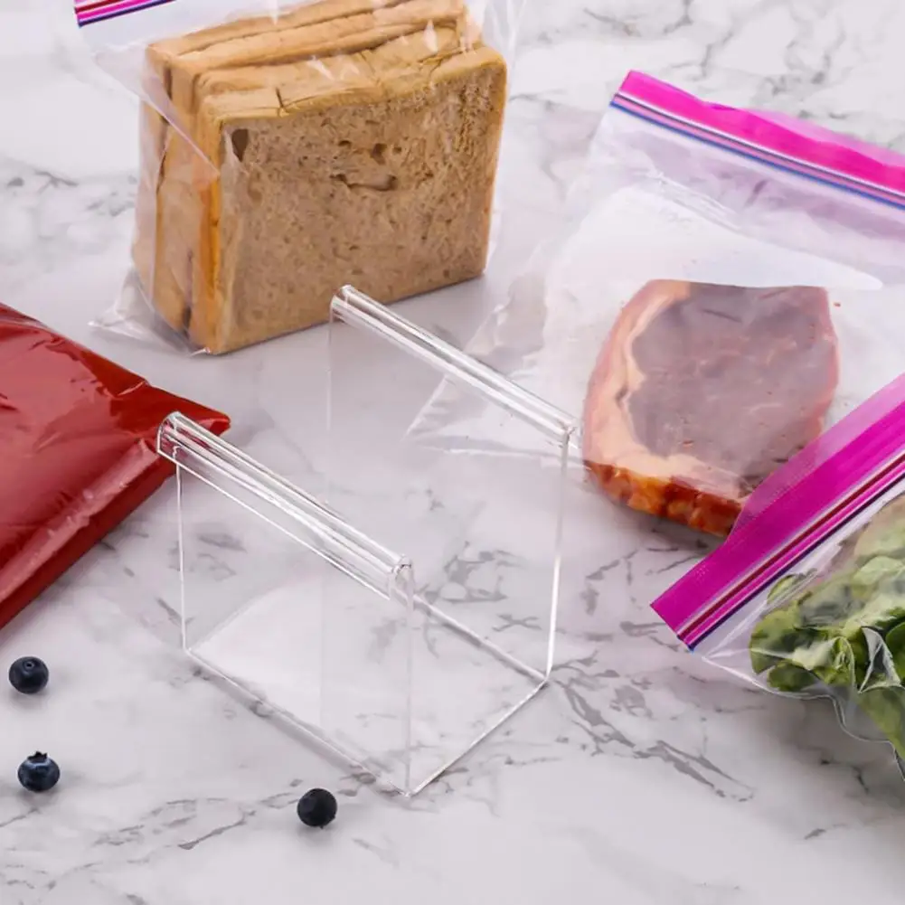 Титуляр чанти за съхранение на храни, поставка за торбички за съхранение на продукти, които не съдържат бисфенол А, за многократна употреба на притежателя, с цип за сандвичи с фризер Повече Изображение 0