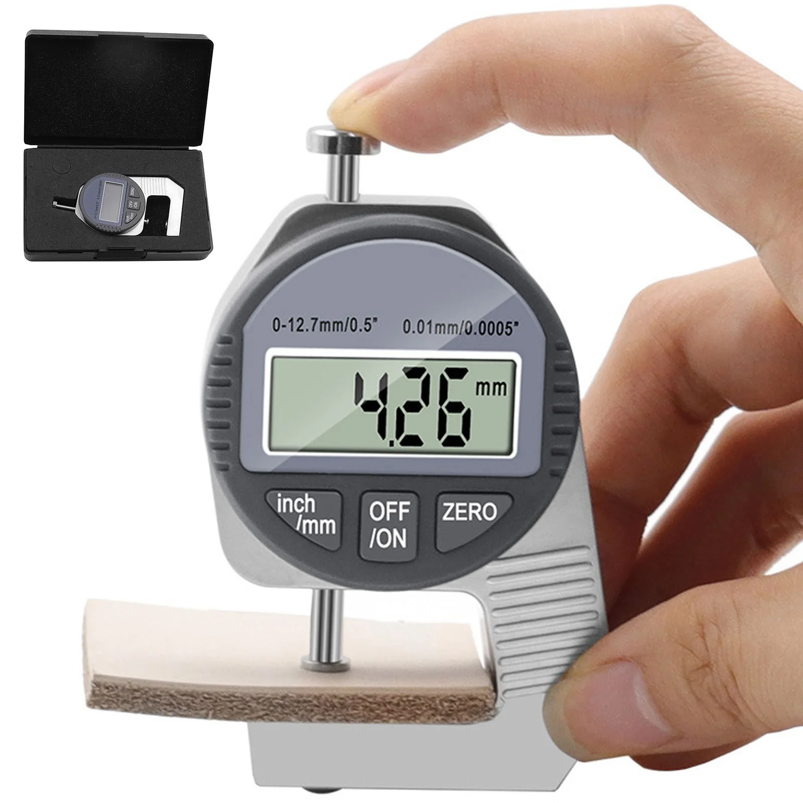 Цифров дебелометрия ABS + неръждаема стомана, цолови/метрична инструменти за измерване на дебелината на 0-0,5 инчов измервателни инструменти Изображение 0
