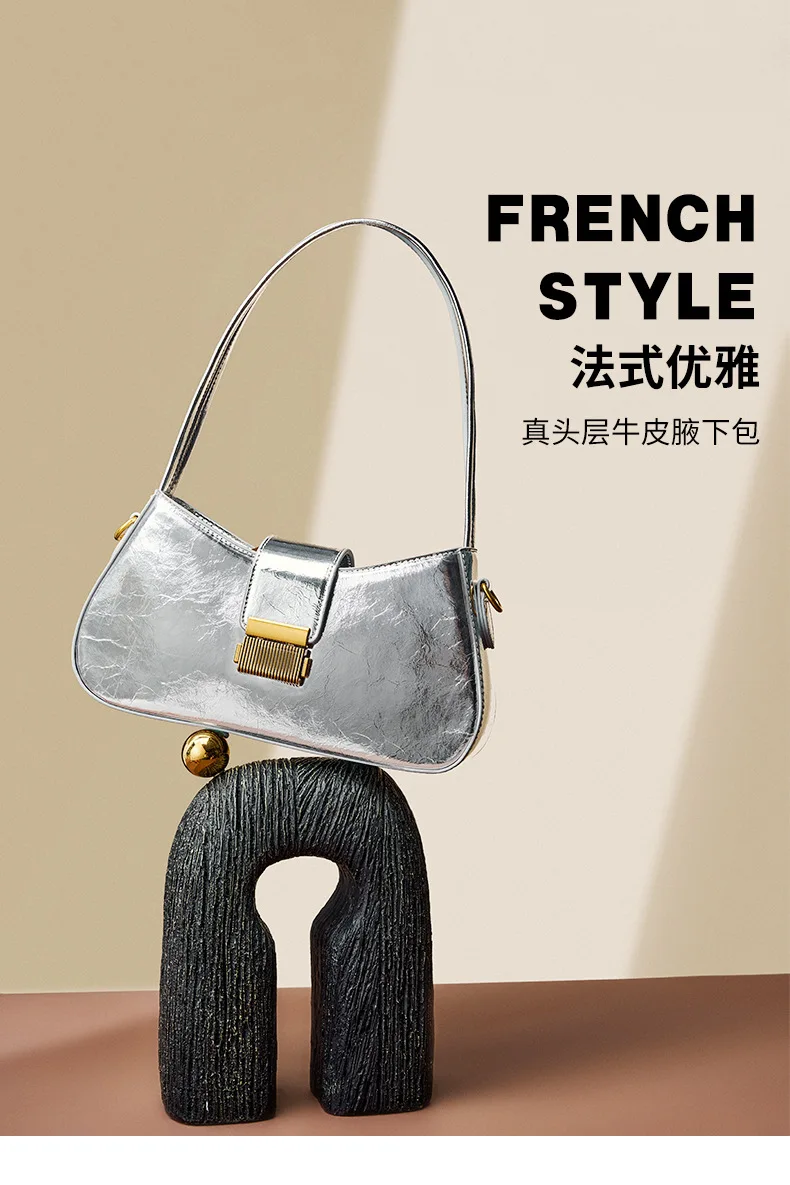 2023 Нова Лятна Френска Чанта-пръчка, Малка Чанта За Подмишниците От телешка Кожа, Дамски Чанта През Рамо, Модни Изображение 1