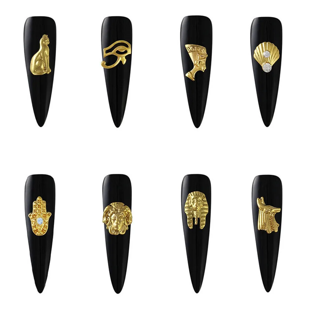 20pcs Златни Египетските Фараони 3D Метални Висулки За нокти Златни Бижута за дизайн на ноктите Красотата Бижута Маникюр Луксозни Окачване За нокти Аксесоар Изображение 1