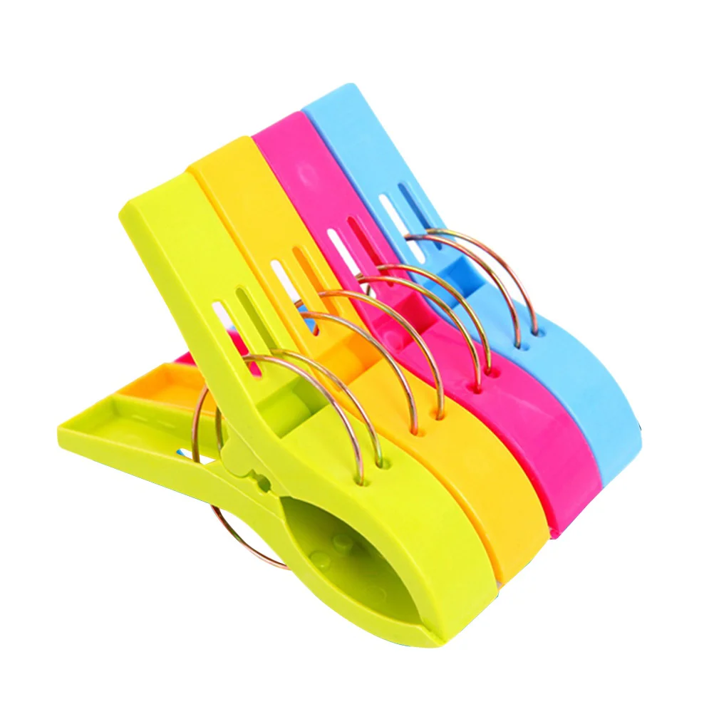 8 бр. пластмасови скоби за плажни кърпи ярки цветове, скоби за столове голям размер за шезлонги на басейна (различни цветове) Изображение 1