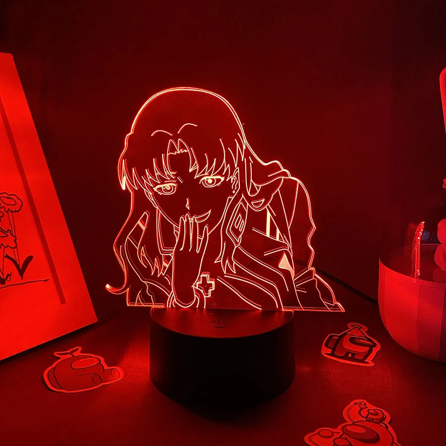 EVA Light Аниме Фигурка на Капитан Misato Кацураги 3D Led лека нощ, Подарък за Рожден Ден за Приятел Лавовая Лампа Декор Спални Манга ТЕЛЕВИЗИЯ EVA Изображение 1