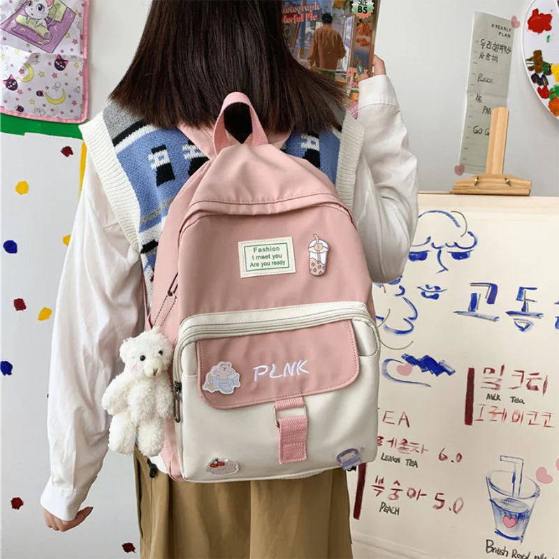 Kawaii Раница женски студентски ученически чанти скъпа раница Пътни раници, чанти Раница розово сладко чанта за деца момичета 2021 Изображение 1