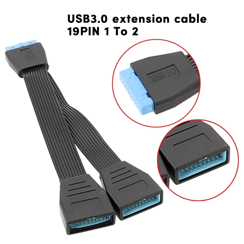 USB 19Pin/20Pin Сплитер Кабел за дънната платка и Кабел за разширяване на USB3.0 19Pin 1-2 Сплитер 15 см Директен доставка Изображение 1