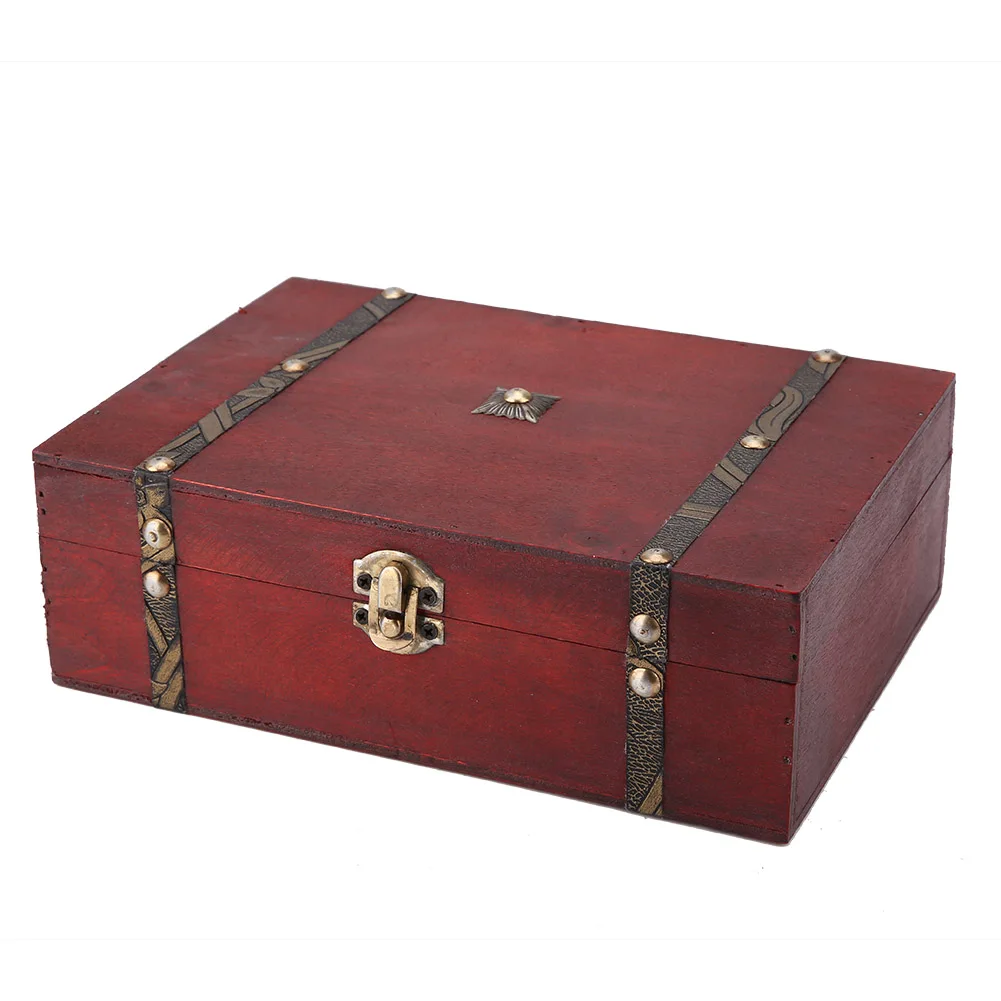 Антични дървена кутия, реколта дървена кутия в ретро стил за чорапи, козметика, канцеларски материали, вестници, списания Изображение 1