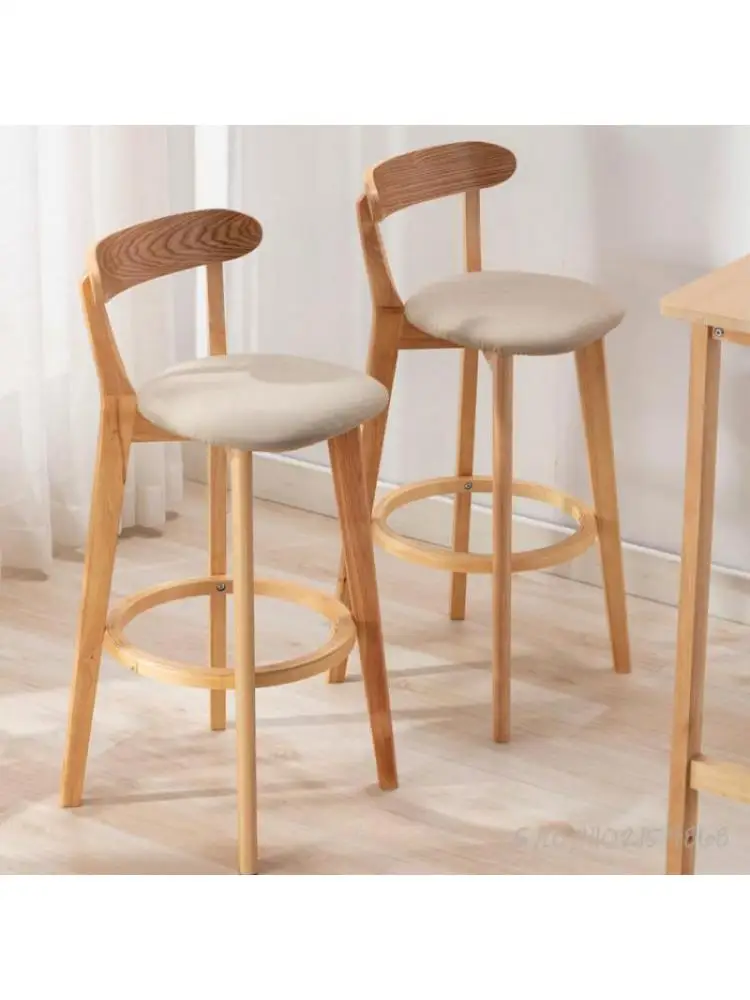 Бар стол, стол от масивно дърво, модерен минималистичен бар стол, лесен бар стол с луксозен стол, бар маса и стол Nordic home Изображение 1