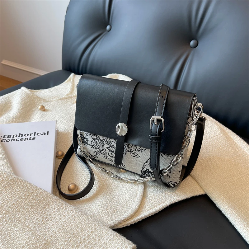 Висококачествена Дамска чанта, Лоскутная чанта от изкуствена кожа, чанта от веригата, чанта-месинджър, Дамски универсална чанта, Нови чанти-пликове за жени Изображение 1