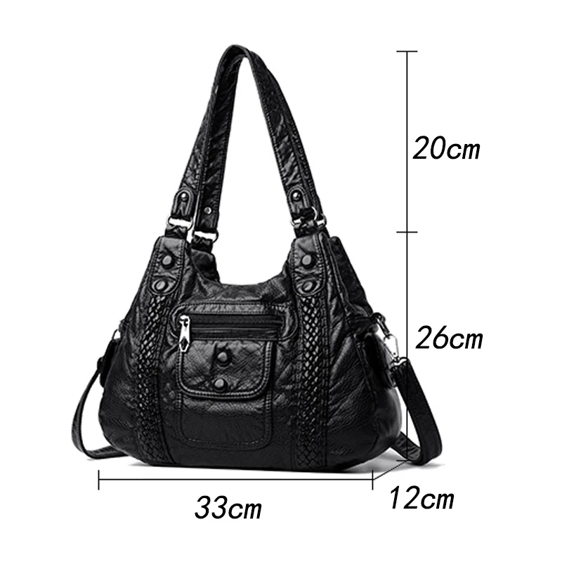 Висококачествени Дамски чанти от мека изкуствена кожа, обикновен, с многослойными джобове, дамски чанти през рамо, чанта през рамо с голям капацитет Изображение 1