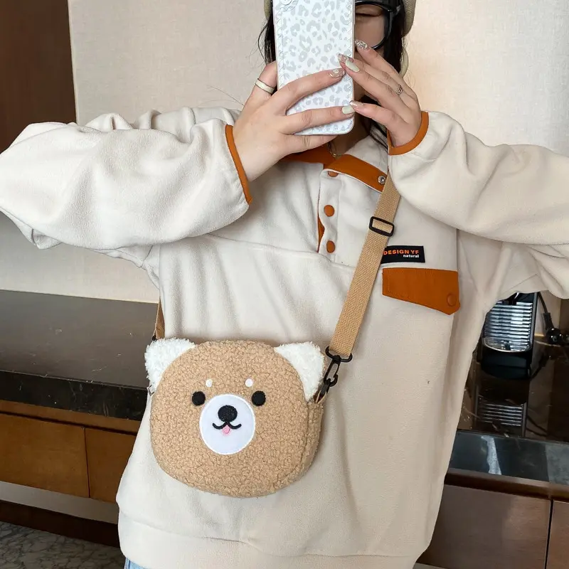 Дамска чанта в японски стил с шарките на Kawai; Мультяшная плюшен чанта на рамото за жени; Нова чанта през рамо; Малка чанта за телефон; Bolsa Feminina Изображение 1